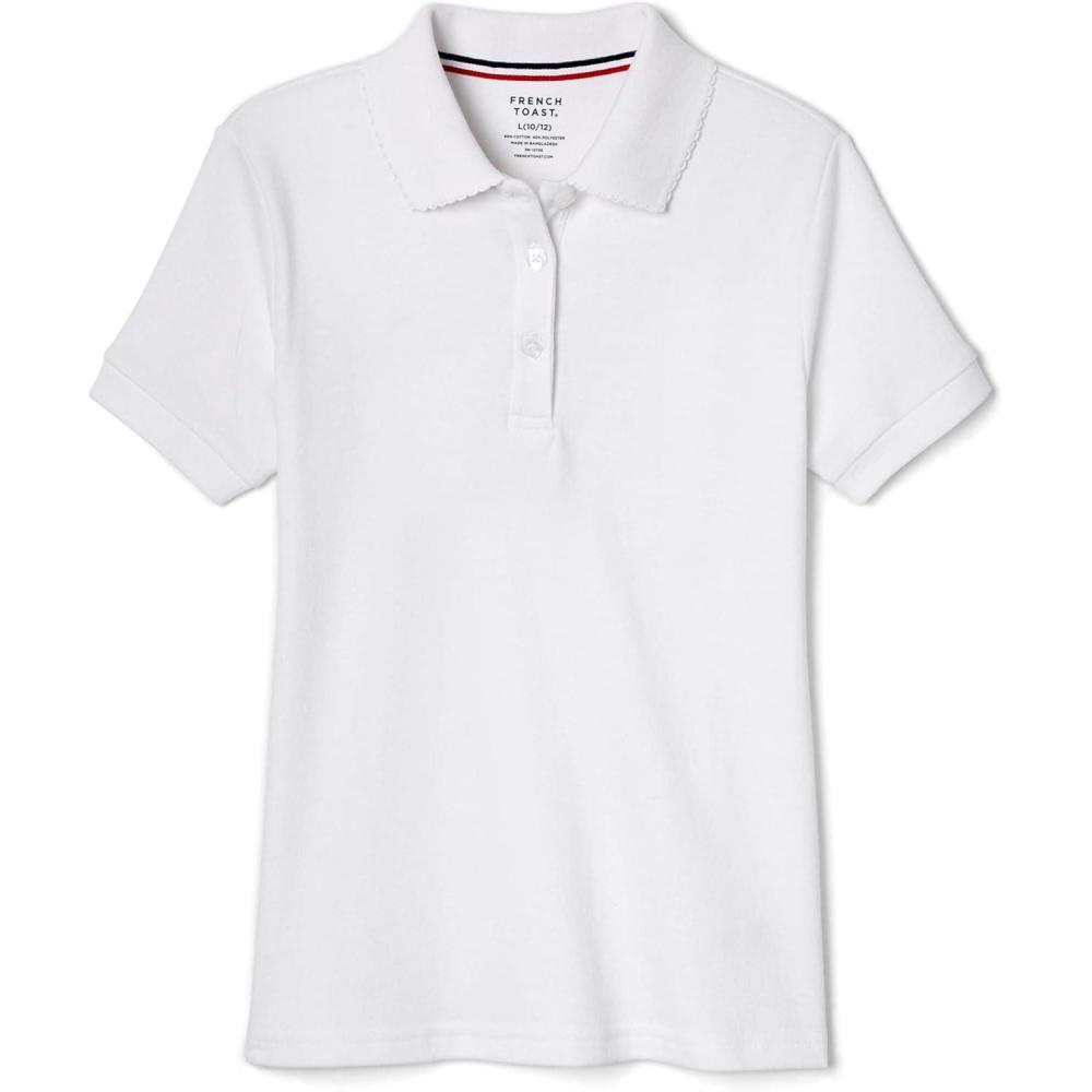 imageFrench Toast Girls Short Sleeve Polo Shirt with Picot Collar Standard amp Plus Sizes White 1012