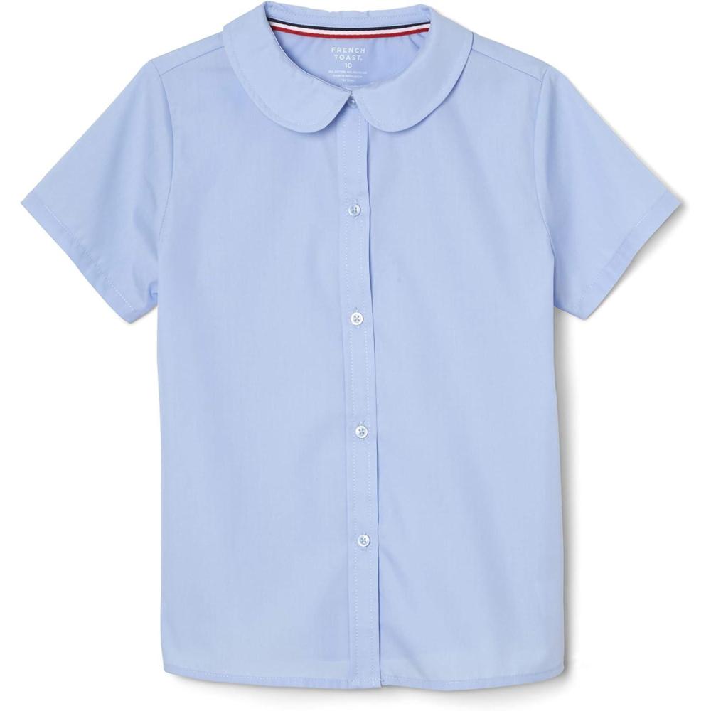 imageFrench Toast Peter Pan Collar Short Sleeve Blouse Girls Standard amp Plus Sizes BlueLight Blue