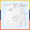 French Toast Boys’ Expandable Collar Button Down Dress Shirt with Long Sleeves (Standard & Husky)(White)