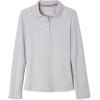 French Toast Girls Plus Size’ Uniform Long Sleeve Polo with Picot Collar (Standard & Plus)(Heather Gray)