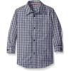 French Toast Boys’ Expandable Collar Button Down Dress Shirt with Long Sleeves (Standard & Husky)(Navy/White Gingham)