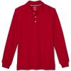 French Toast Boys Pique Polo School Uniform Shirt with Long Sleeves for Boys and Girls(Red)