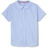 French Toast Peter Pan Collar Short Sleeve Blouse (Girls Standard & Plus Sizes), Blue,(Light Blue)