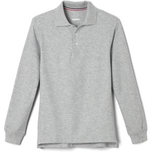 French Toast Boys Pique Polo School Uniform Shirt with Long Sleeves for Boys and Girls(Heather Gray)