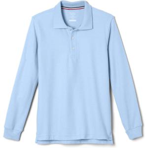 French Toast Boys Pique Polo School Uniform Shirt with Long Sleeves for Boys and Girls(Light Blue)