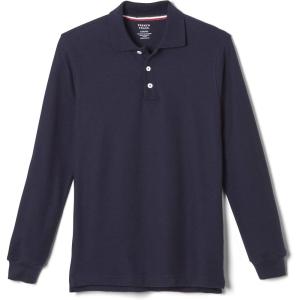 French Toast Boys Pique Polo School Uniform Shirt with Long Sleeves for Boys and Girls(Navy)