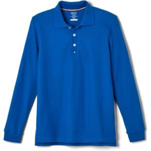 French Toast Boys Pique Polo School Uniform Shirt with Long Sleeves for Boys and Girls(Royal)