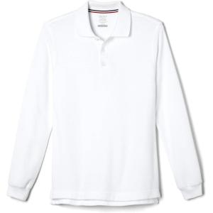 French Toast Boys Pique Polo School Uniform Shirt with Long Sleeves for Boys and Girls(White)