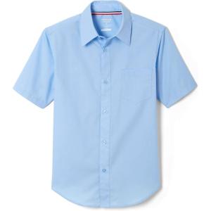 French Toast Boys Short Sleeve Classic Poplin Dress Shirt(Light Blue/White Gingham)