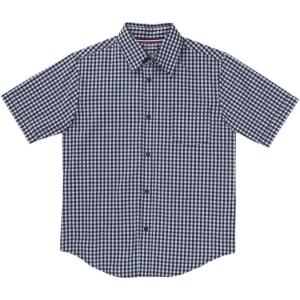 French Toast Boys Short Sleeve Classic Poplin Dress Shirt(Navy/White Gingham)