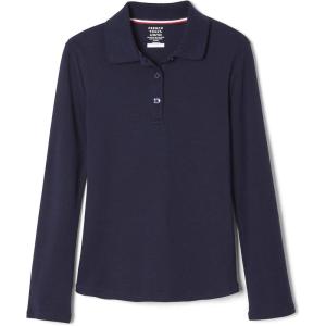 French Toast Girls Plus Size’ Uniform Long Sleeve Polo with Picot Collar (Standard & Plus)(Navy)