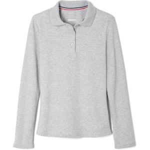 French Toast Girls Plus Size’ Uniform Long Sleeve Polo with Picot Collar (Standard & Plus)(Og Grey)