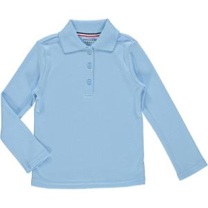 French Toast Girls Plus Size’ Uniform Long Sleeve Polo with Picot Collar (Standard & Plus)(Og Light Blue)
