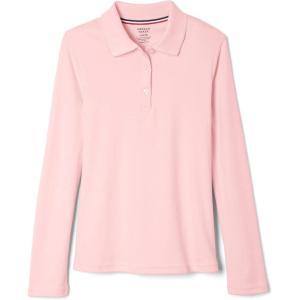 French Toast Girls Plus Size’ Uniform Long Sleeve Polo with Picot Collar (Standard & Plus)(Pink)