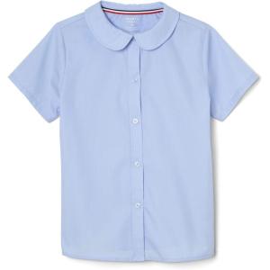 French Toast Peter Pan Collar Short Sleeve Blouse (Girls Standard & Plus Sizes), Blue,(Light Blue)
