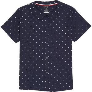French Toast Peter Pan Collar Short Sleeve Blouse (Girls Standard & Plus Sizes), Blue,(Navy & White)