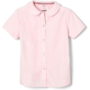 French Toast Peter Pan Collar Short Sleeve Blouse (Girls Standard & Plus Sizes), Blue,(Pink)