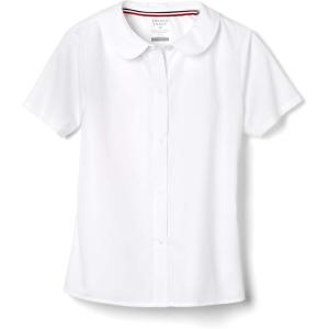 French Toast Peter Pan Collar Short Sleeve Blouse (Girls Standard & Plus Sizes), Blue,(White)