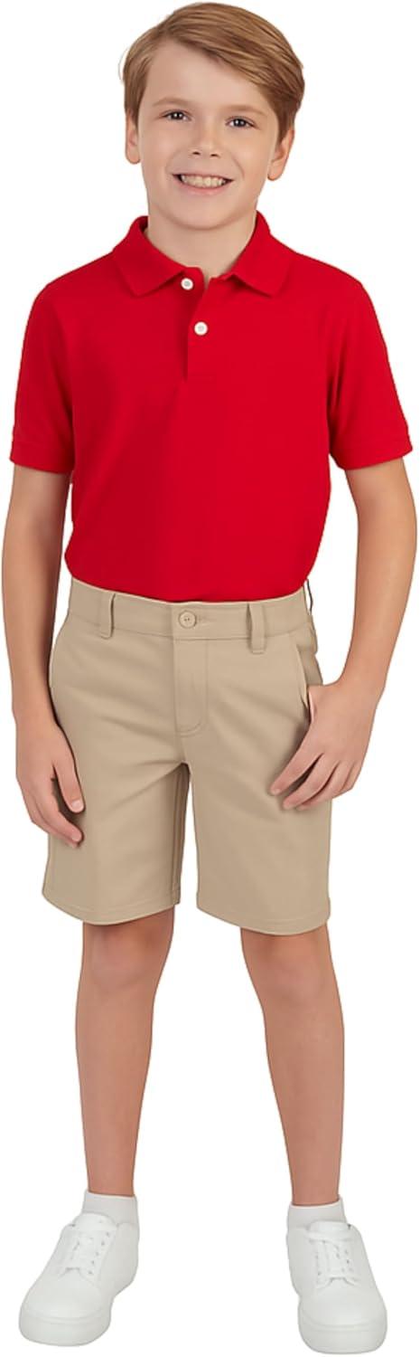 imageFrench Toast UnisexChild Short Sleeve Pique Polo Uniform Shirt Standard amp HuskyRed