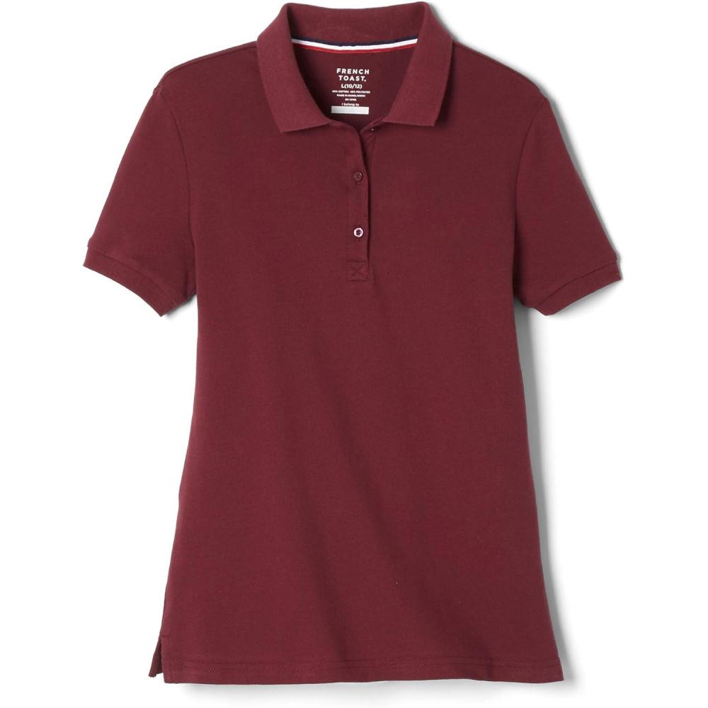 imageFrench Toast Girls Short Sleeve Stretch Pique Polo ShirtBurgundy
