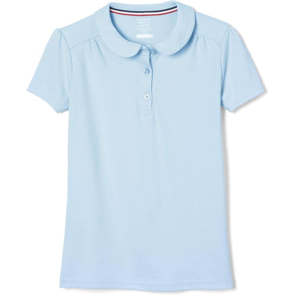 imageFrench Toast Toddler Girls Short Sleeve Peter Pan Collar PoloLight Blue
