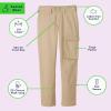 French Toast Boys Adaptive Seated Straight Leg Stretch Twill Pant with Thigh Pocket(Khaki)