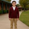 French Toast Unisex Anti-pill V-neck (Standard & Husky) School Uniform Cardigan Sweater(Red)