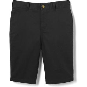 French Toast Boys’ Adjustable Waist Flat Front Chino Bermuda Shorts with Stretch (Standard & Husky), Black, 14