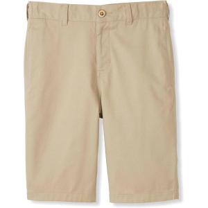 French Toast Boys’ Adjustable Waist Flat Front Chino Bermuda Shorts with Stretch (Standard & Husky), Khaki, 14