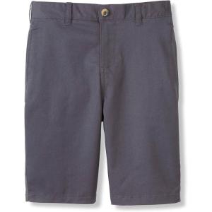 French Toast Boys’ Adjustable Waist Stretch Flat Front Shorts (Standard & Husky) for School Uniform(Grey)