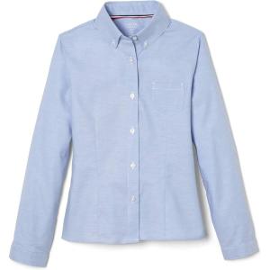 French Toast Girls’ Fitted Wrinkle-Resistant Long Sleeve Oxford Shirt(Light Blue)