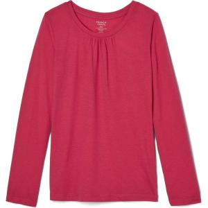 French Toast Girls Long Sleeve Crewneck Tee T Shirt(Fuchsia Pink)