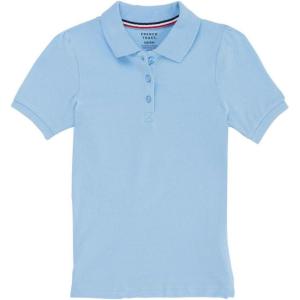 French Toast Girls’ Short Sleeve Stretch Pique Polo Shirt(Light Blue)