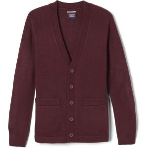 French Toast Unisex Anti-pill V-neck (Standard & Husky) School Uniform Cardigan Sweater(Burgundy)