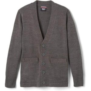 French Toast Unisex Anti-pill V-neck (Standard & Husky) School Uniform Cardigan Sweater(Charcoal Heather Gray)