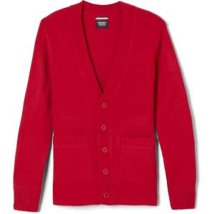 French Toast Unisex Anti-pill V-neck (Standard & Husky) School Uniform Cardigan Sweater(Red)