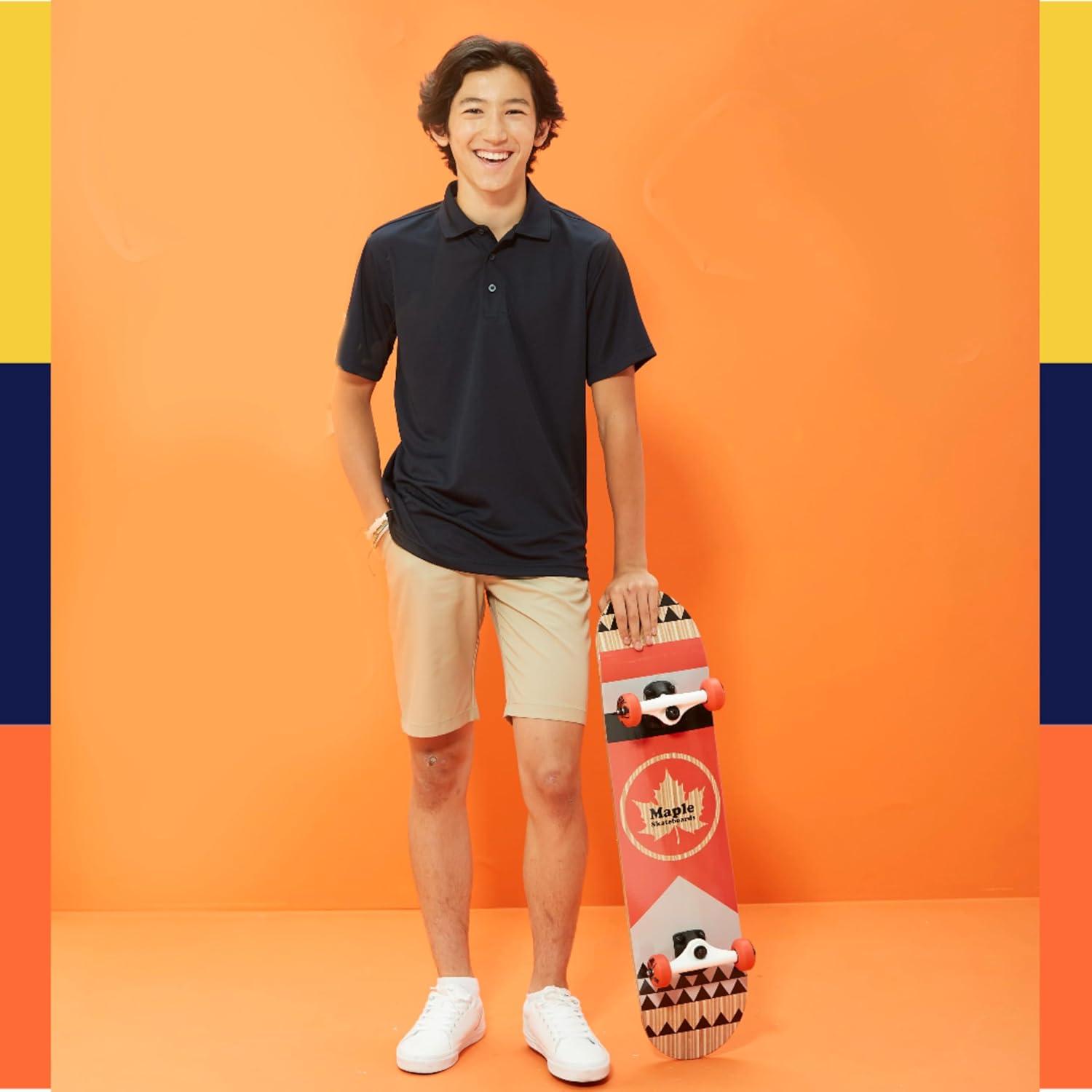 imageFrench Toast Boys Short Sleeve Moisture Wicking Stretch Sport Polo Shirt Kids Standard amp Husky SizesRed