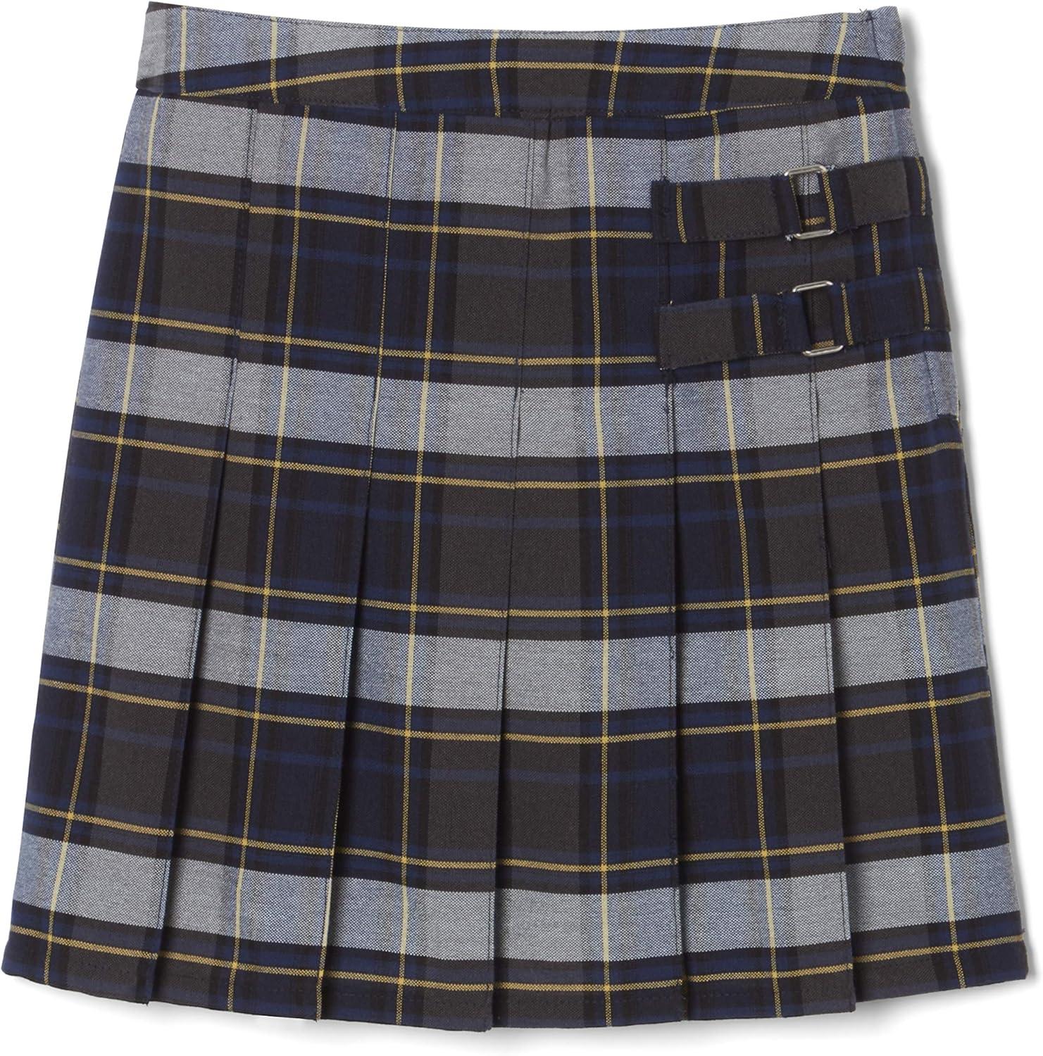 imageFrench Toast Girls Adjustable Waist Plaid 2Tab ScooterBlue Gold Plaid