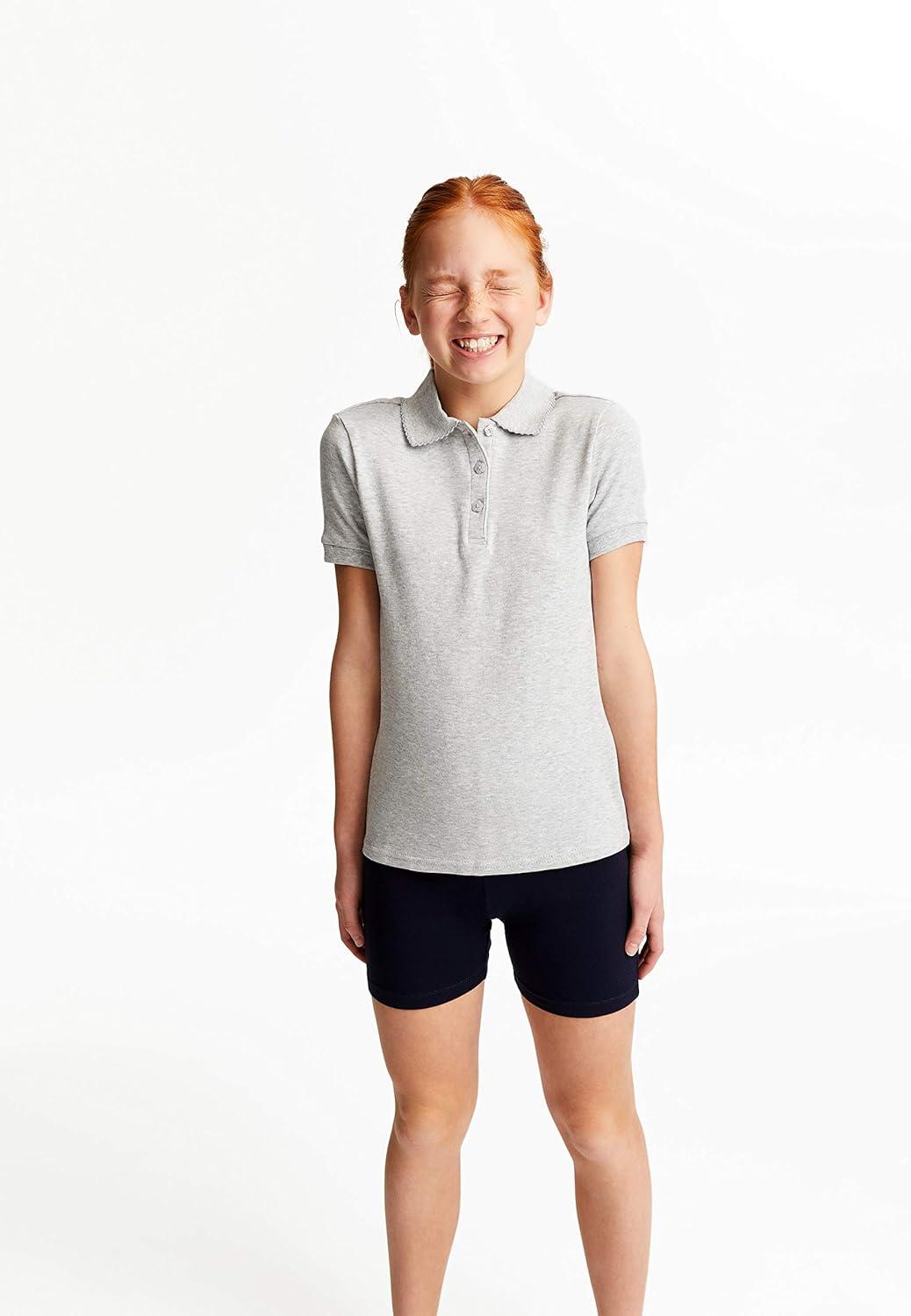 imageFrench Toast Girls Short Sleeve Picot Collar Polo School Uniform Shirt Standard and PlusHeather Gray