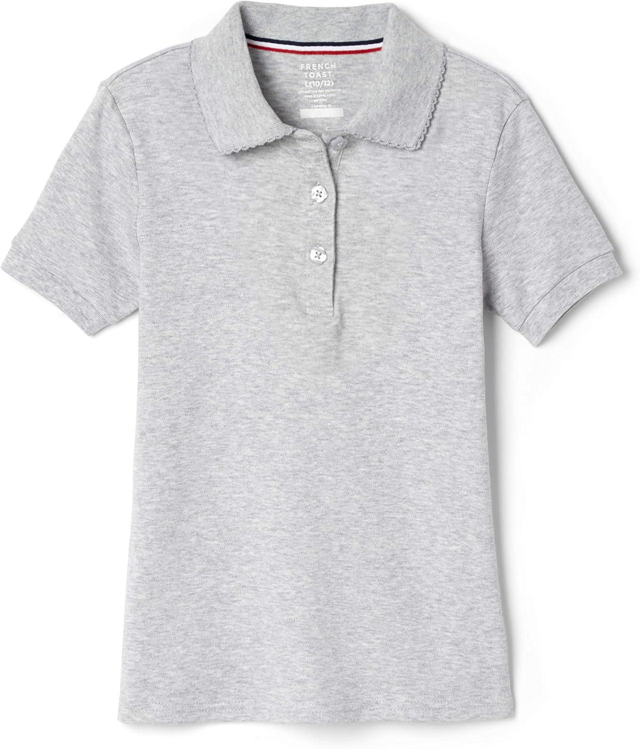 imageFrench Toast Girls Short Sleeve Picot Collar Polo School Uniform Shirt Standard and PlusHeather Gray