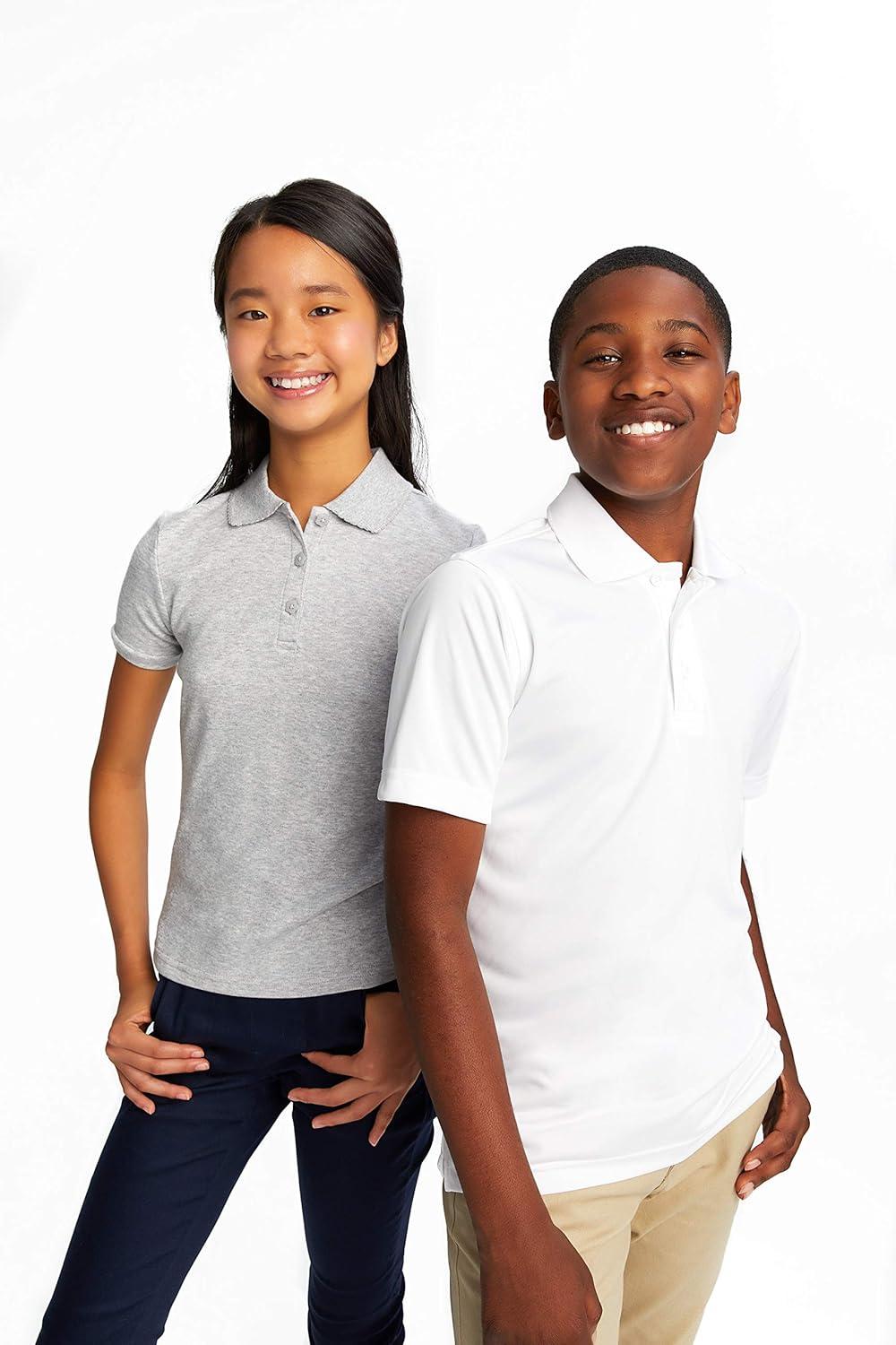 imageFrench Toast Girls Short Sleeve Picot Collar Polo School Uniform Shirt Standard and PlusHeather Gray