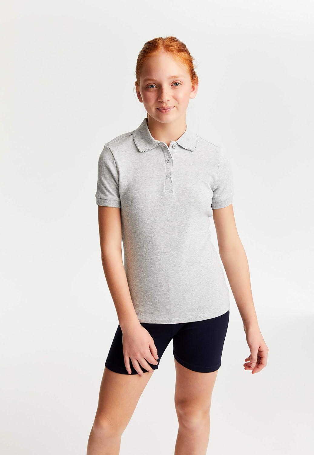 imageFrench Toast Girls Short Sleeve Picot Collar Polo School Uniform Shirt Standard and PlusHeather Gray