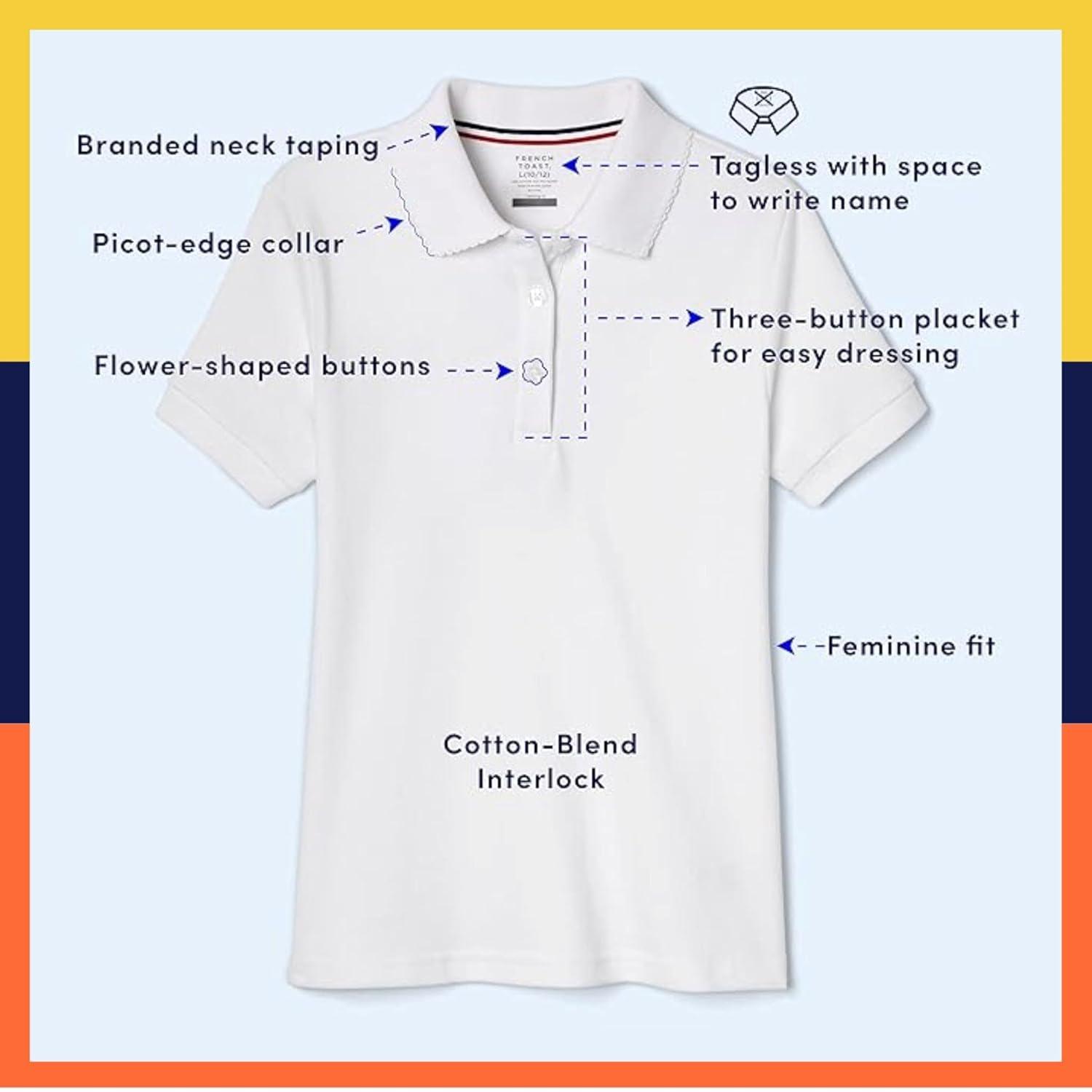 imageFrench Toast Girls Short Sleeve Picot Collar Polo School Uniform Shirt Standard and PlusHunter Green
