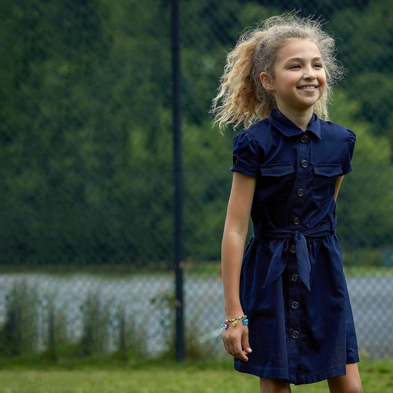 imageFrench Toast Girls Short Sleeve Safari DressNavy