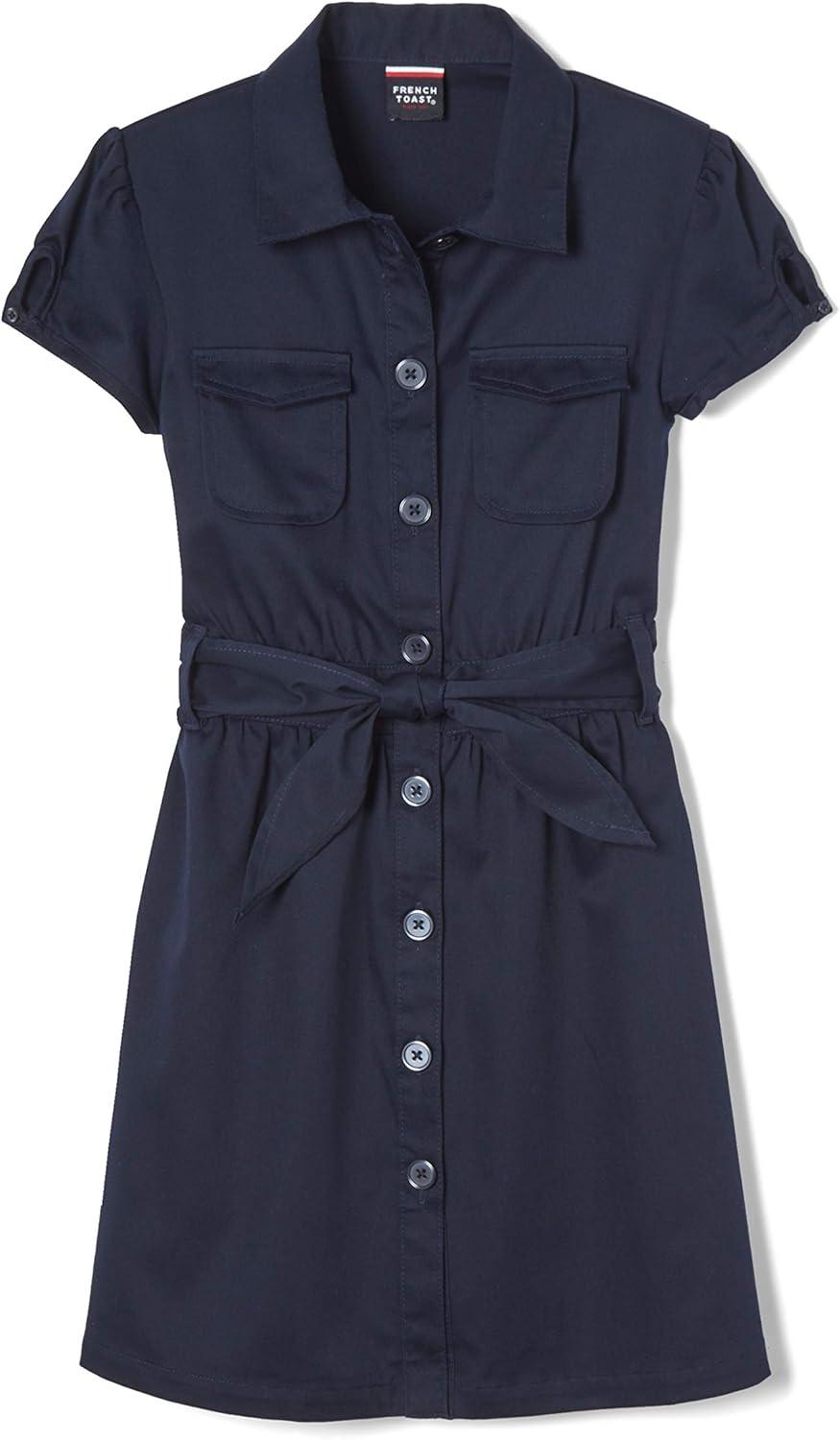 imageFrench Toast Girls Short Sleeve Safari DressNavy