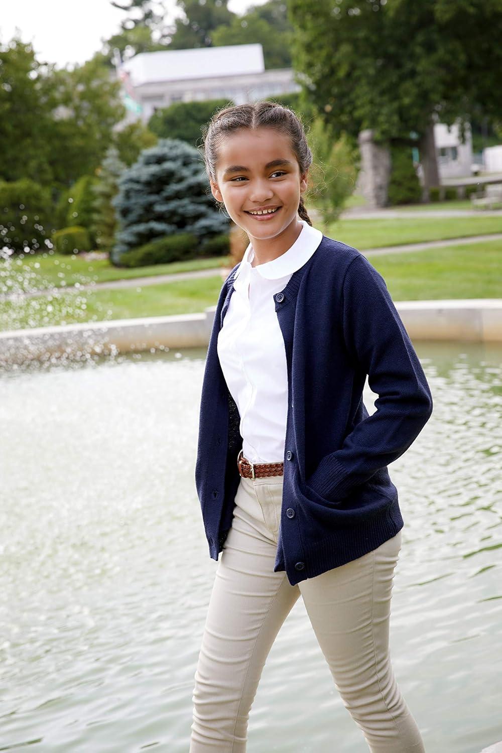 imageFrench Toast Little Girls Knit Cardigan SweaterNavy