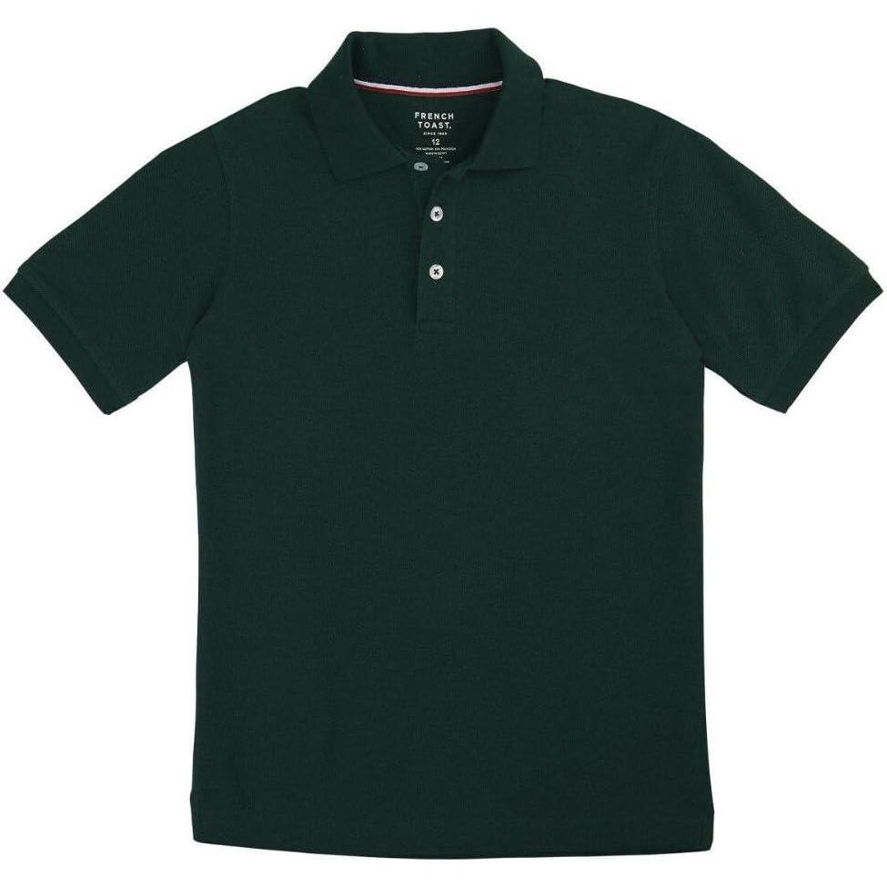 imageFrench Toast Boys Short Sleeve Pique Polo Shirt Standard amp Husky Black 10Hunter Green