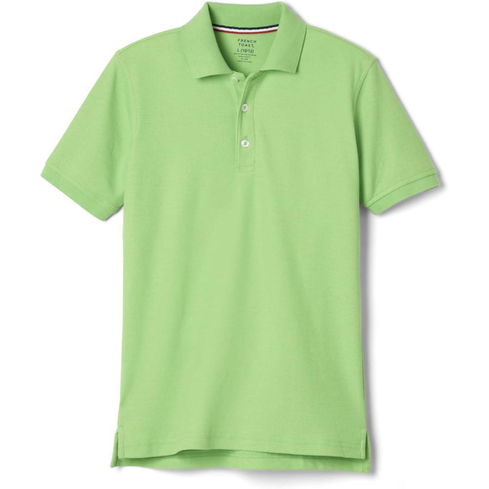imageFrench Toast Boys Short Sleeve Pique Polo Shirt Standard amp Husky Black 10Lime Green