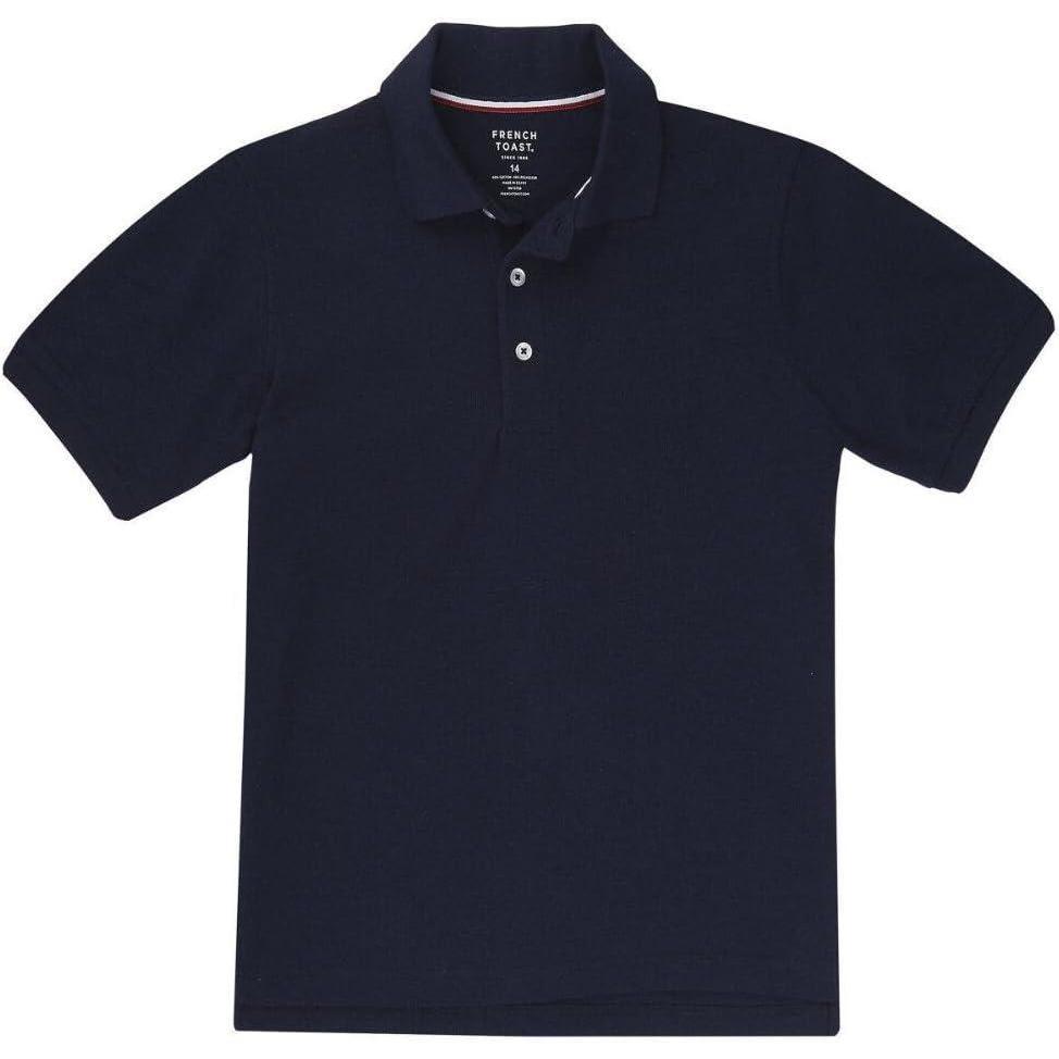 imageFrench Toast Boys Short Sleeve Pique Polo Shirt Standard amp Husky Black 10Navy