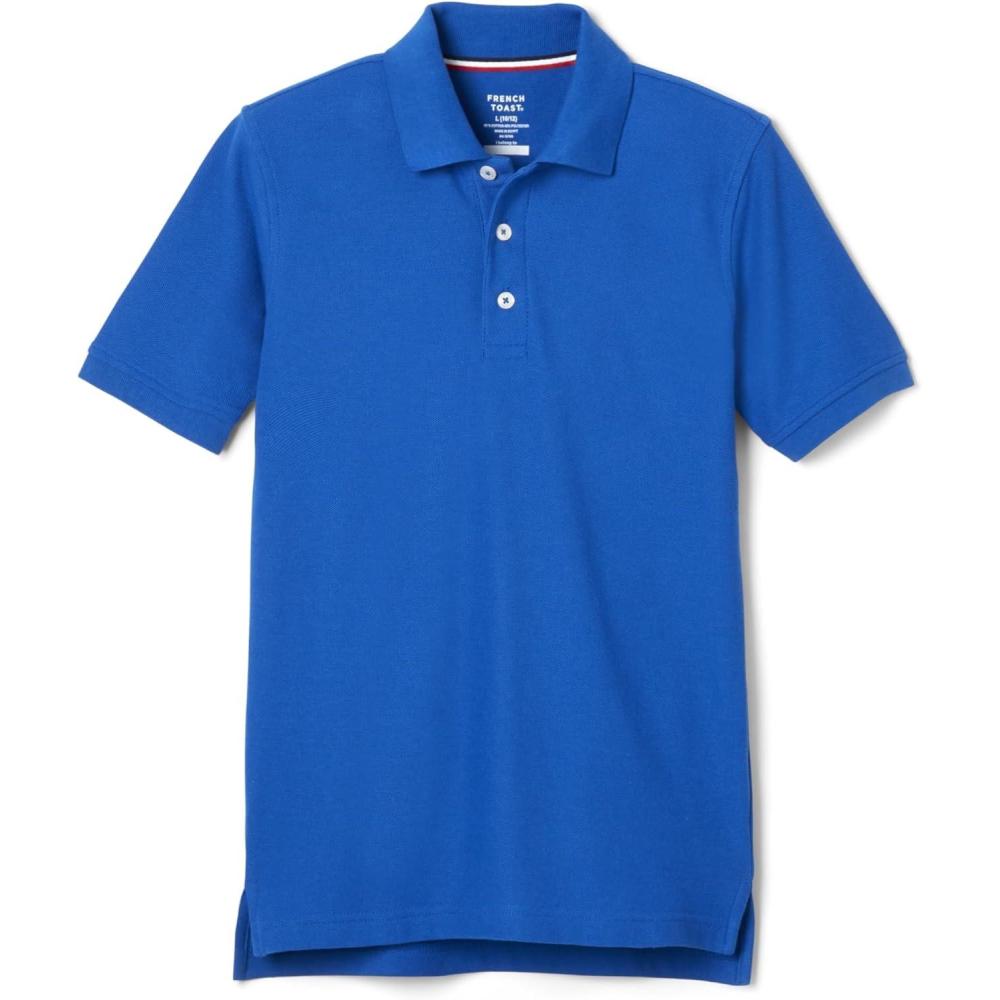 imageFrench Toast Boys Short Sleeve Pique Polo Shirt Standard amp Husky Black 10Royal